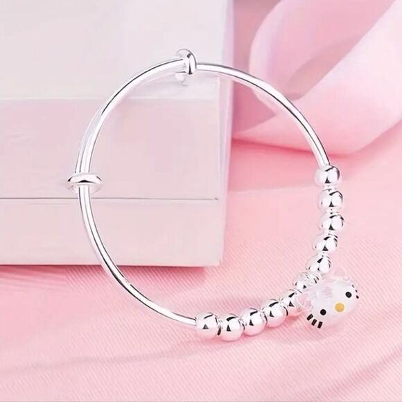 Sanrio Hello Kitty Silver Bangle Bracelet - Picture 2 of 6